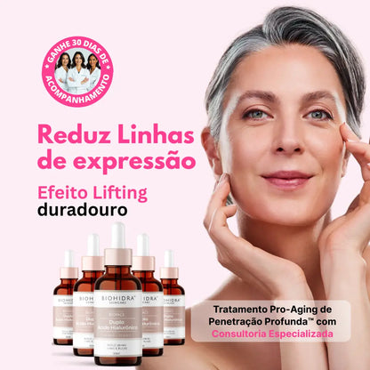 Séruns Biohidra Duplo Ácido Hialurônico com efeito lifting e redução de linhas de expressão